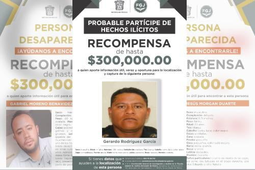 Ofrece fiscalía mexiquense recompensa de 300 mil pesos por